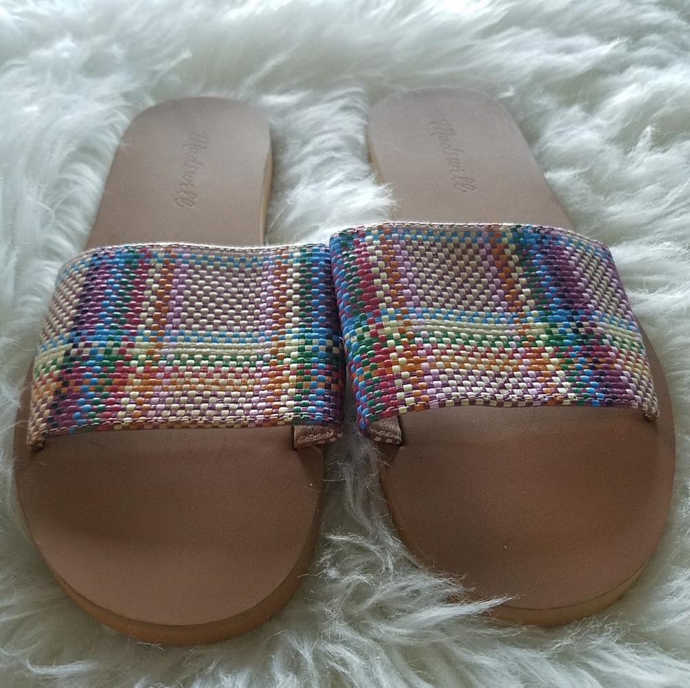 Madewell Rainbow Plaid Flat Sandals